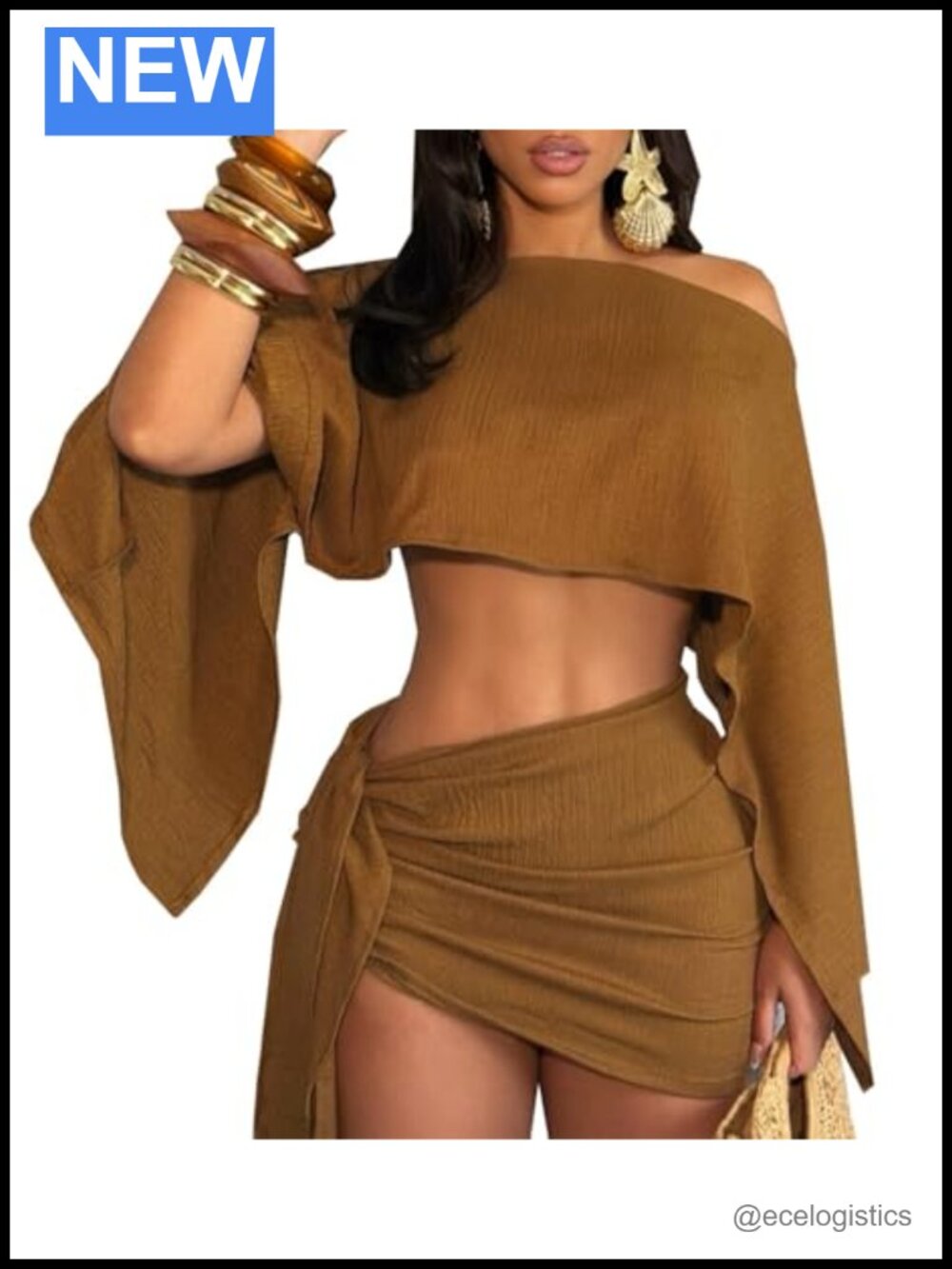 2 Piece Skirt Set Cropped Top Wrapped Mini Skirt Lace-up Polyester Lounge Outfit